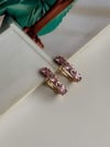 Özel Kaplama Xuping Pembe Baget Taşlı Küpe (2 Cm)
