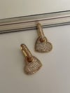 Özel Seri Vip Gold Renk Kalp Zirkon Taşlı Küpe (2.5 Cm)