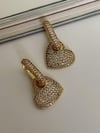 Özel Seri Vip Gold Renk Kalp Zirkon Taşlı Küpe (2.5 Cm)
