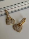 Özel Seri Vip Gold Renk Kalp Zirkon Taşlı Küpe (2.5 Cm)