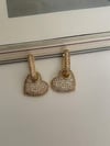 Özel Seri Vip Gold Renk Kalp Zirkon Taşlı Küpe (2.5 Cm)