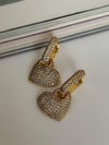 Özel Seri Vip Gold Renk Kalp Zirkon Taşlı Küpe (2.5 Cm)
