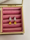 Xuping Sarı Safir Pırlanta Montür Küpe (3 Cm)
