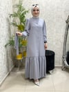 Güneş Bürümcük Tesettür Elbise Gri