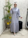 Güneş Bürümcük Tesettür Elbise Gri