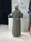 Güneş Kombin Bel Bağcıklı Önden Fermuarlı Etekli İkili Takım Yeşil