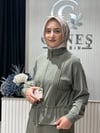 Güneş Kombin Bel Bağcıklı Önden Fermuarlı Etekli İkili Takım Yeşil