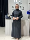 Güneş Kombin Bel Bağcıklı Önden Fermuarlı Etekli İkili Takım Siyah