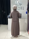 Güneş Kombin Bel Bağcıklı Önden Fermuarlı Etekli İkili Takım Kahverengi