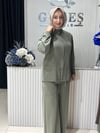 Güneş Kombin Bel Bağcıklı Önden Fermuarlı İkili Takım Yeşil