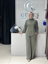 Güneş Kombin Bel Bağcıklı Önden Fermuarlı İkili Takım Yeşil