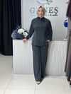 Güneş Kombin Bel Bağcıklı Önden Fermuarlı İkili Takım Siyah