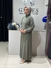 Güneş Kombin Bel Bağcıklı Önden Fermuarlı Etekli İkili Takım Yeşil