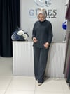 Güneş Kombin Bel Bağcıklı Önden Fermuarlı İkili Takım Siyah