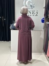 Güneş Kombin Bel Bağcıklı Önden Fermuarlı Etekli İkili Takım Mürdüm