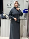 Güneş Kombin Bel Bağcıklı Önden Fermuarlı Etekli İkili Takım Siyah