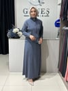 Güneş Kombin Bel Bağcıklı Önden Fermuarlı Etekli İkili Takım Mavi