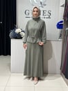 Güneş Kombin Bel Bağcıklı Önden Fermuarlı Etekli İkili Takım Yeşil
