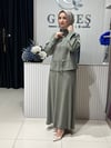 Güneş Kombin Bel Bağcıklı Önden Fermuarlı Etekli İkili Takım Yeşil