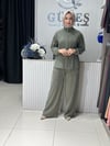 Güneş Kombin Bel Bağcıklı Önden Fermuarlı İkili Takım Yeşil