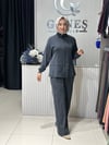 Güneş Kombin Bel Bağcıklı Önden Fermuarlı İkili Takım Siyah