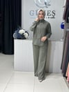Güneş Kombin Bel Bağcıklı Önden Fermuarlı İkili Takım Yeşil
