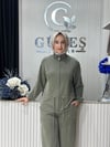 Güneş Kombin Bel Bağcıklı Önden Fermuarlı İkili Takım Yeşil