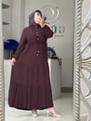 Güneş Kombin Beli Bağcıklı Katlı Elbise Kahverengi