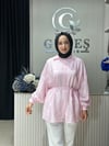 Güneş Kombin Beli Seyyar Bağcıklı Gömlek Pembe