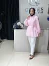 Güneş Kombin Beli Seyyar Bağcıklı Gömlek Pembe