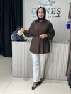 Güneş Kombin Beli Seyyar Bağcıklı Gömlek Kahverengi