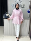 Güneş Kombin Beli Seyyar Bağcıklı Gömlek Pembe