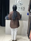 Güneş Kombin Beli Seyyar Bağcıklı Gömlek Kahverengi