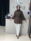Güneş Kombin Beli Seyyar Bağcıklı Gömlek Kahverengi