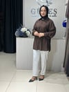 Güneş Kombin Beli Seyyar Bağcıklı Gömlek Kahverengi