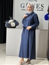 Güneş Kombin Ceketli Jile Elbise Lacivert
