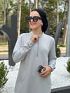 Güneş Kombin Cepli Fermuarlı Tesettür Elbise Gri