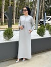 Güneş Kombin Cepli Fermuarlı Tesettür Elbise Gri