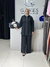 Güneş Kombin Fermuarlı ve Kanguru Cepli İkili Takım Siyah
