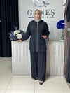 Güneş Kombin Fermuarlı ve Kanguru Cepli İkili Takım Siyah