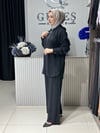 Güneş Kombin Fermuarlı ve Kanguru Cepli İkili Takım Siyah