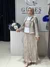 Güneş Kombin File Ceketli Üçlü Takım Vizon