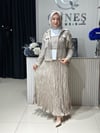 Güneş Kombin File Ceketli Üçlü Takım Vizon