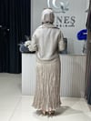 Güneş Kombin File Ceketli Üçlü Takım Vizon