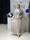 Güneş Kombin File Ceketli Üçlü Takım Vizon