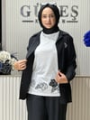 Güneş Kombin İşleme Detaylı Üçlü Takım Siyah