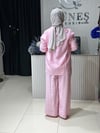 Güneş Kombin İşleme Detaylı Üçlü Takım Pembe