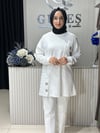 Güneş Kombin Kapitone Detaylı Tunik Beyaz