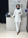 Güneş Kombin Kapitone Detaylı Tunik Beyaz