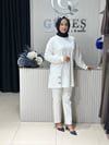 Güneş Kombin Kapitone Detaylı Tunik Beyaz